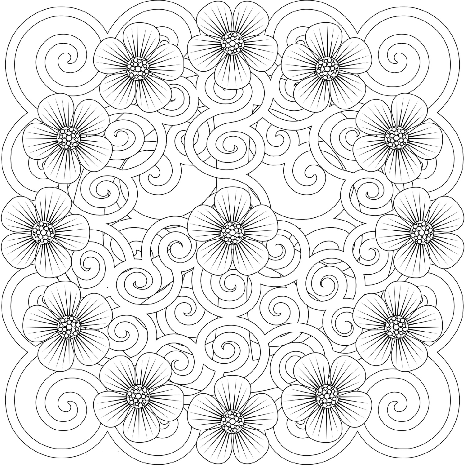 Flower Coloring Pages For Adults Pattern