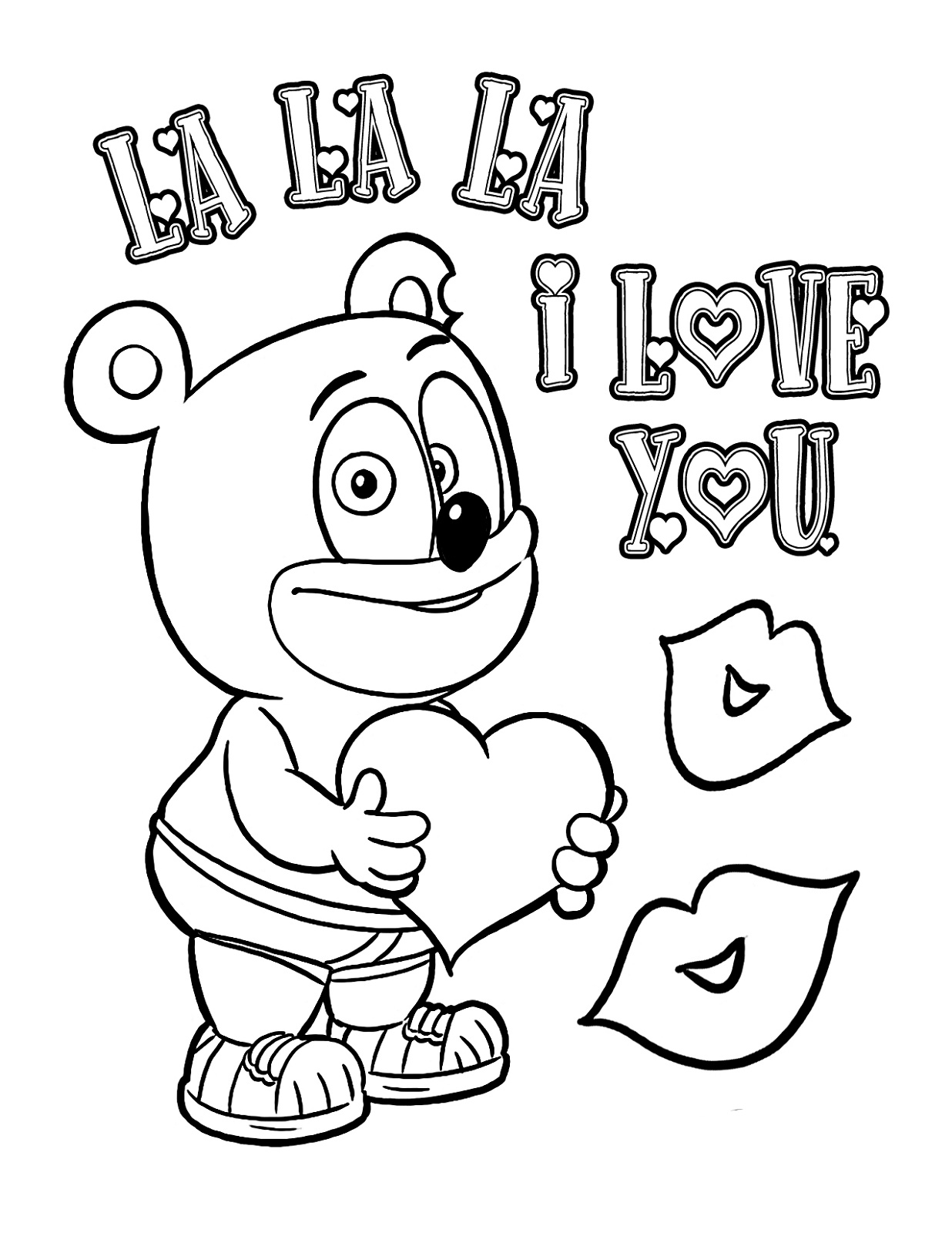 Gummy Bear Coloring Page Valentines