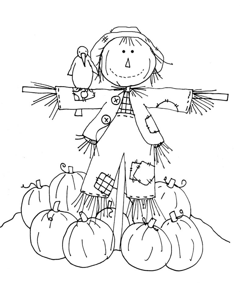 Autumn Coloring Pages Scarecrow
