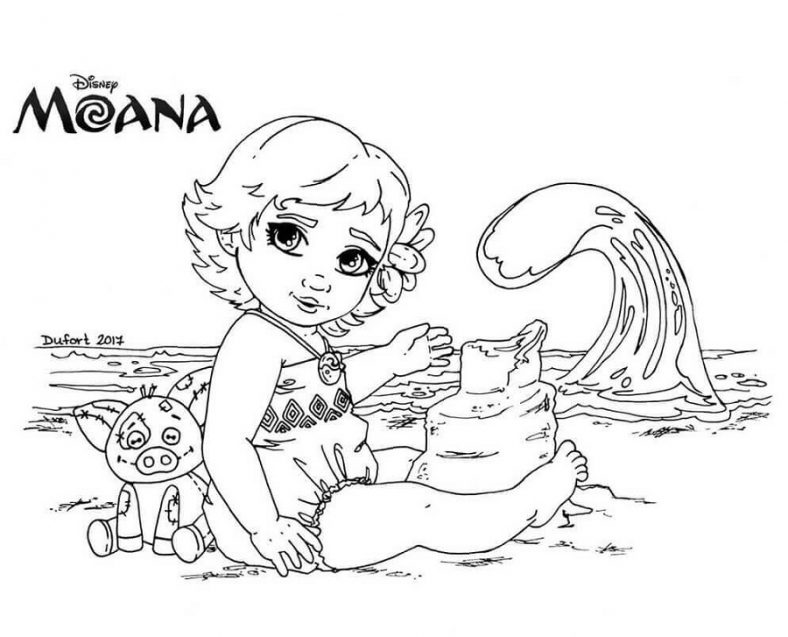 Baby Moana Coloring Pages