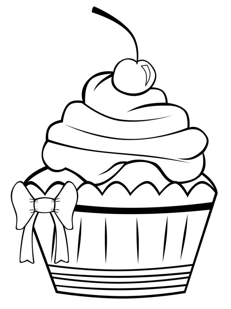 Birthday Cake Coloring Page Cupcake
