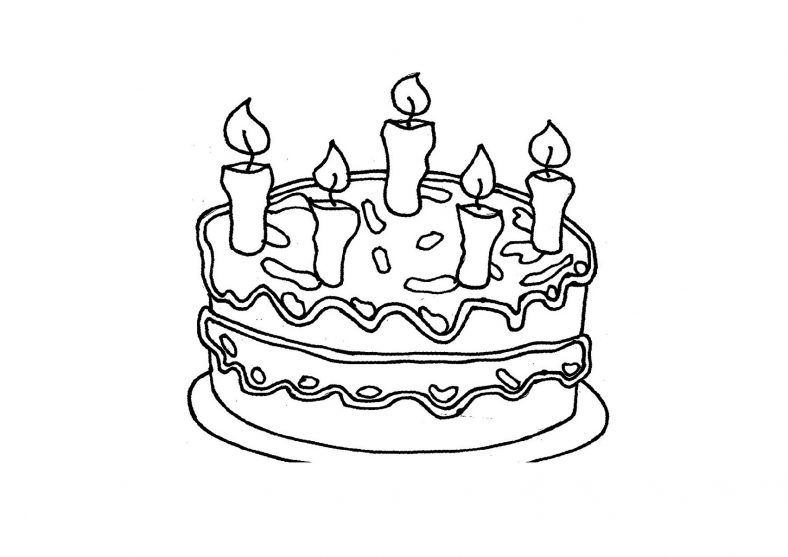 Birthday Cake Coloring Page With Candles