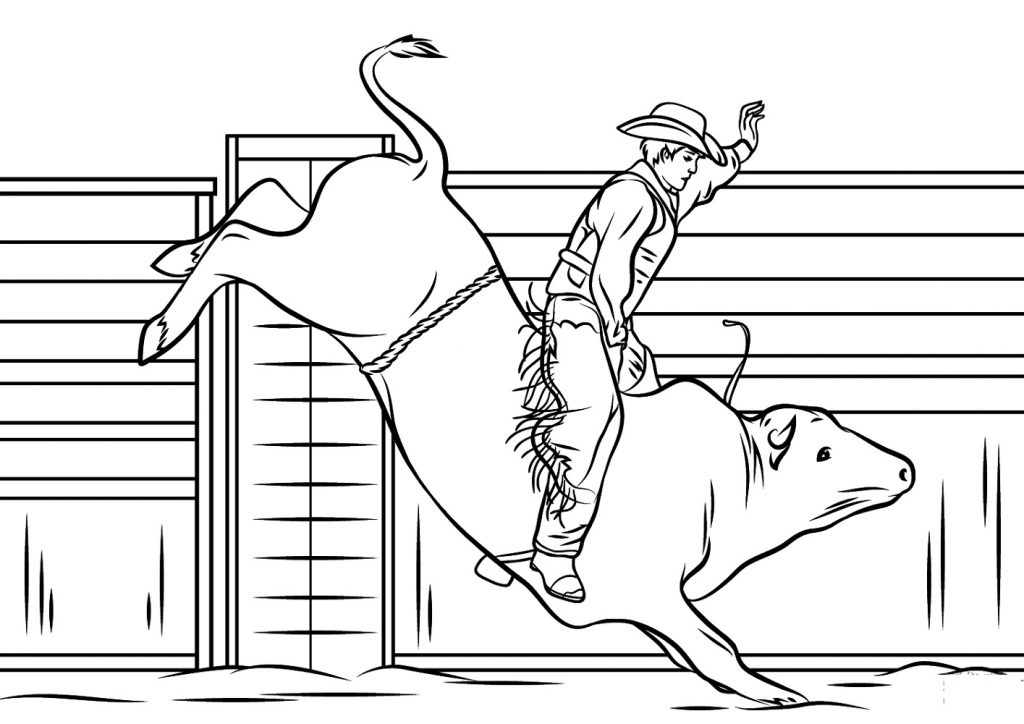 Bull Coloring Pages Cowboy Riding