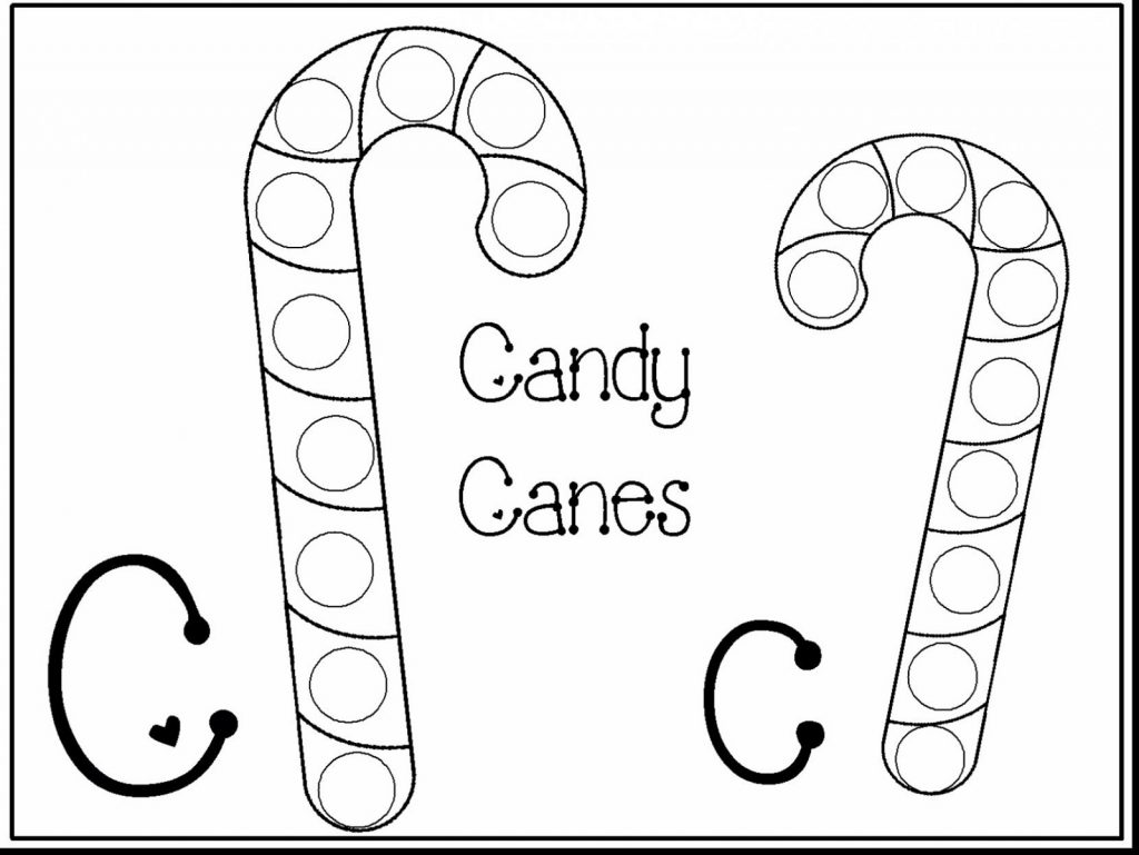 Candy Cane Dot Coloring Pages