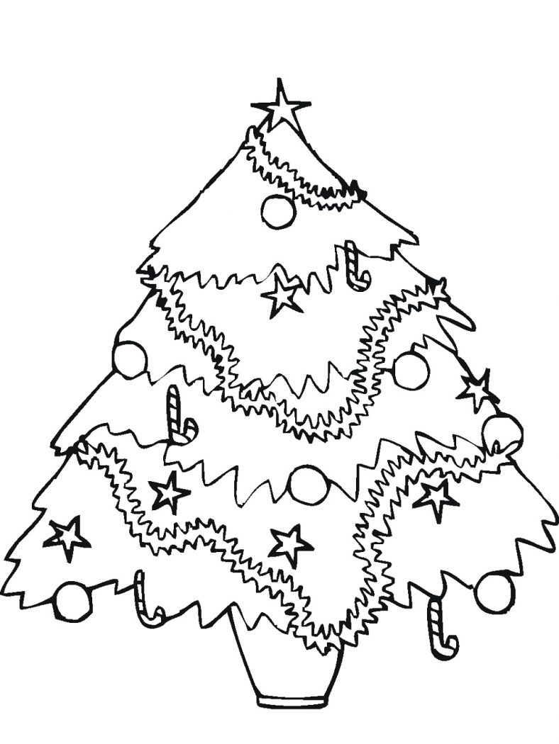 Christmas Tree Coloring Sheet Decorated