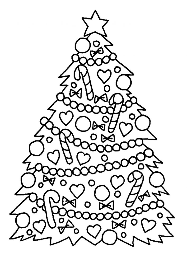 Christmas Tree With Christmas Lights Coloring Page