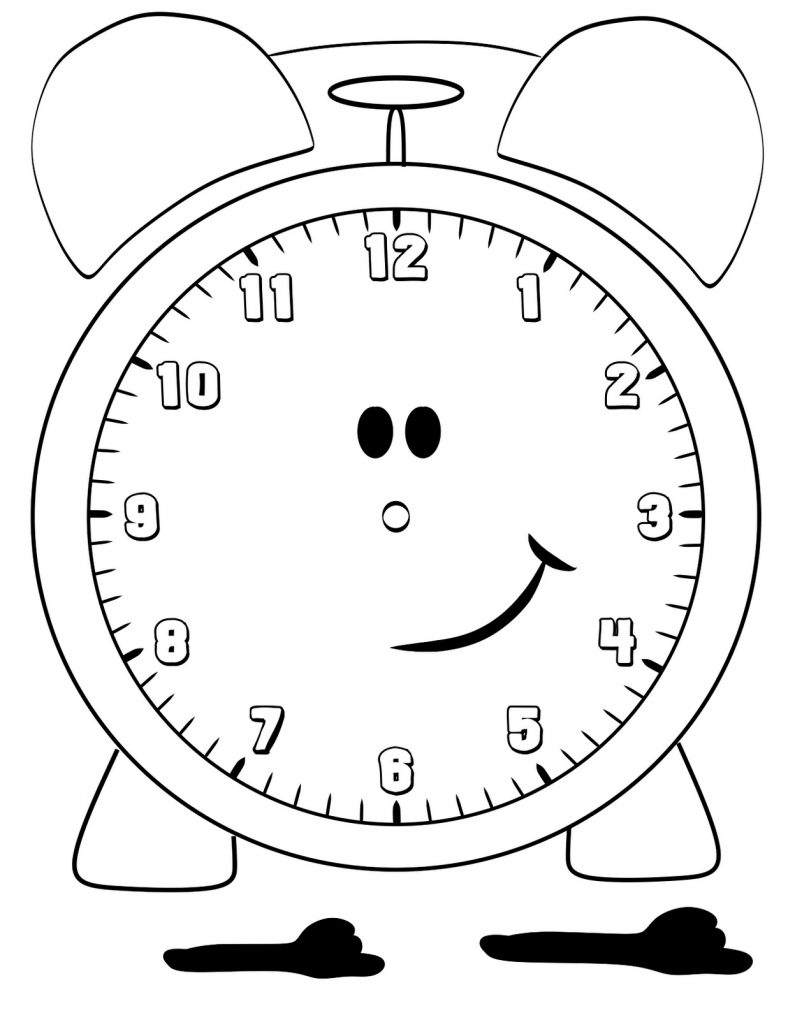 Clock Coloring Page Smile