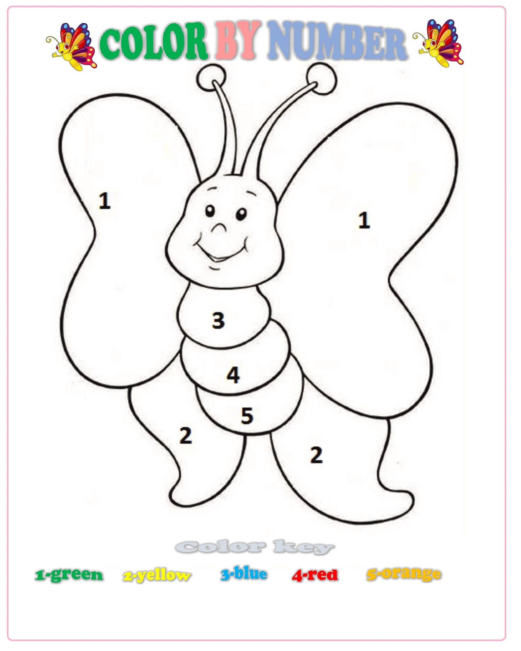 Color By Number Kindergarten Printable
