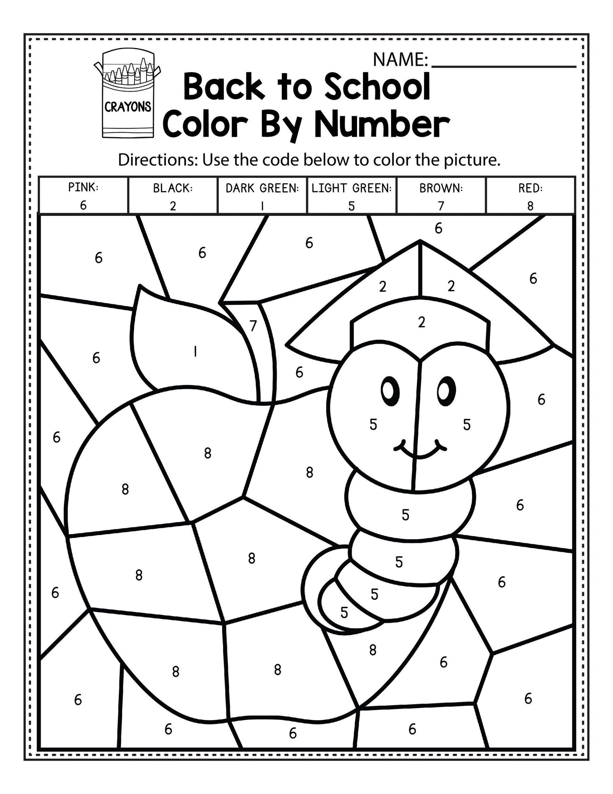 Easy Color by Number Worksheets for Kindergarten | 101 ...
