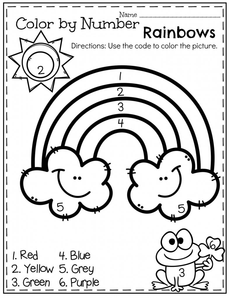 Color By Number Worksheets For Kindergarten Rainbow