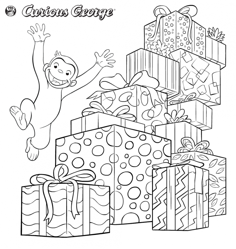 Curious George Coloring Pages Christmas