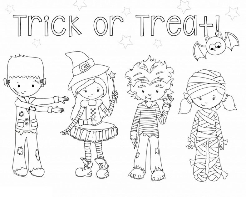 Cute Halloween Coloring Pages Trick Or Treat