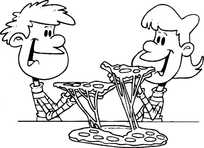 Eating Pizza Coloring Pages