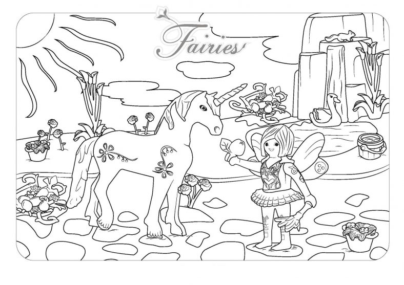 Fairy And Unicorn Coloring Pages Picture