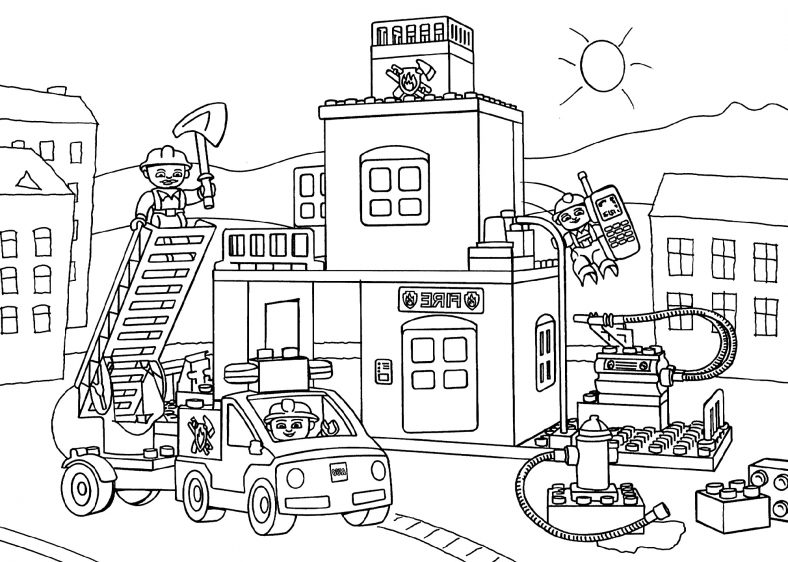 Fire Truck Coloring Page Cartoon