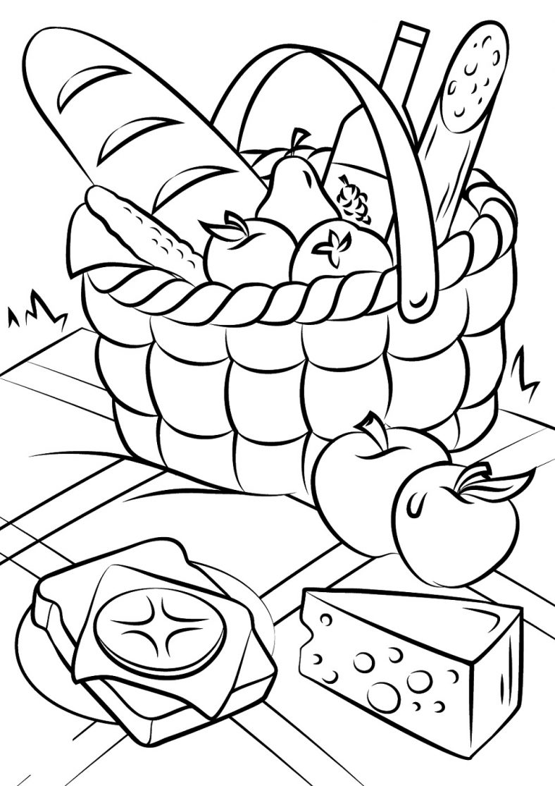 Food Coloring Pages Picnic Basket