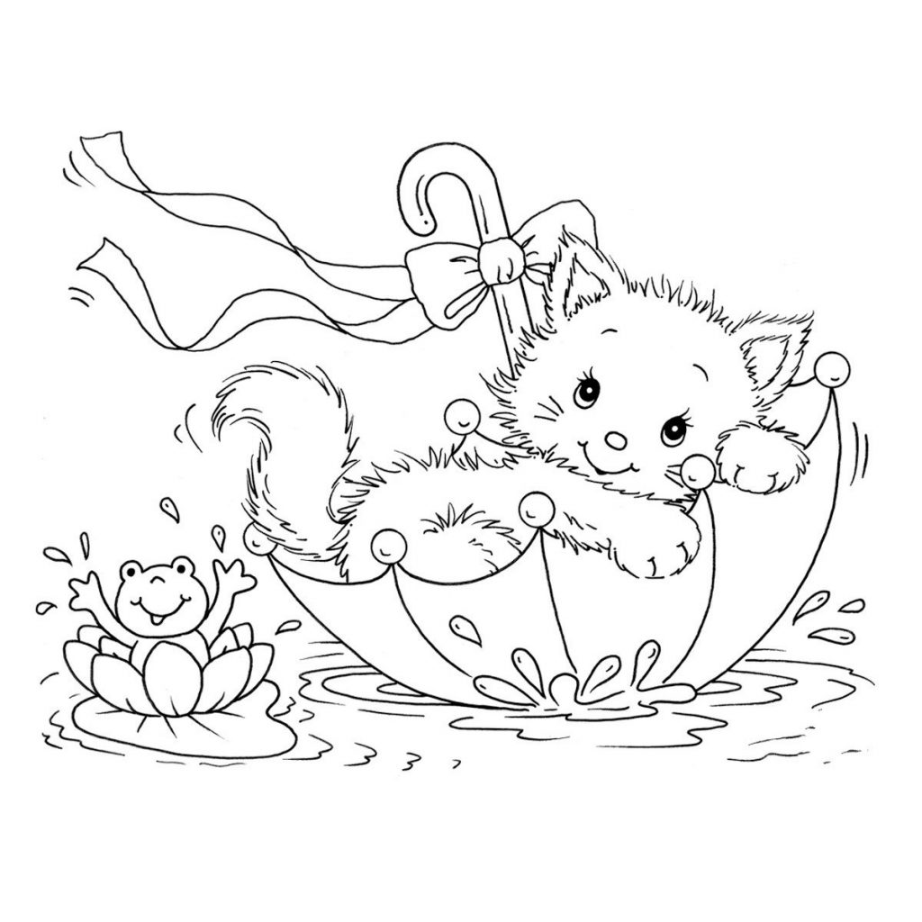 Free Cat Coloring Pages Cat And Frog