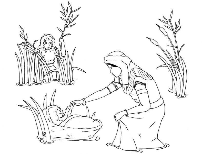 Free Printable Baby Moses Coloring Page
