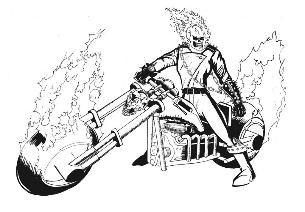 Ghost Rider Coloring Pages Flames
