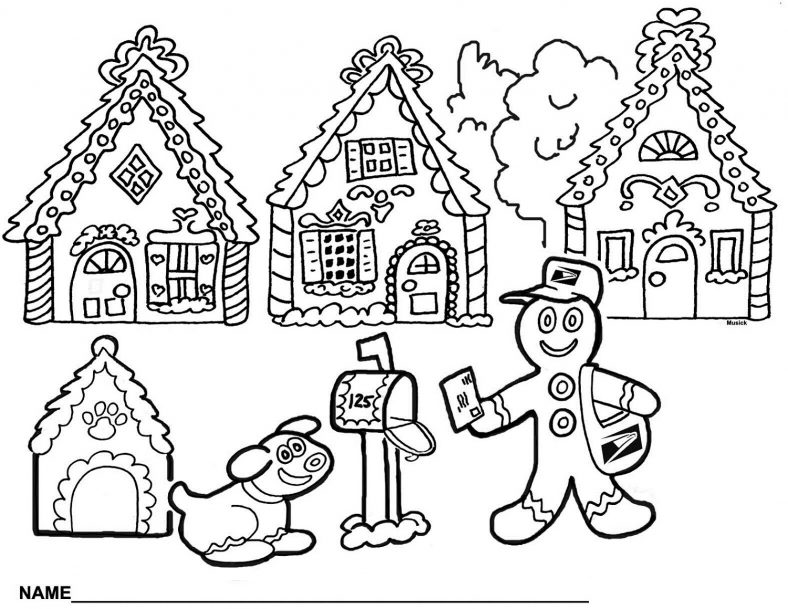 Gingerbread House Coloring Pages Christmas