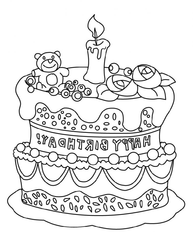 Happy Birthday Coloring Pages Cake