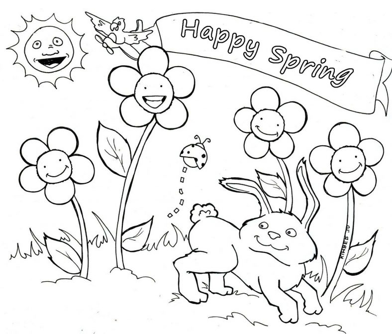 Happy Spring Coloring Sheets