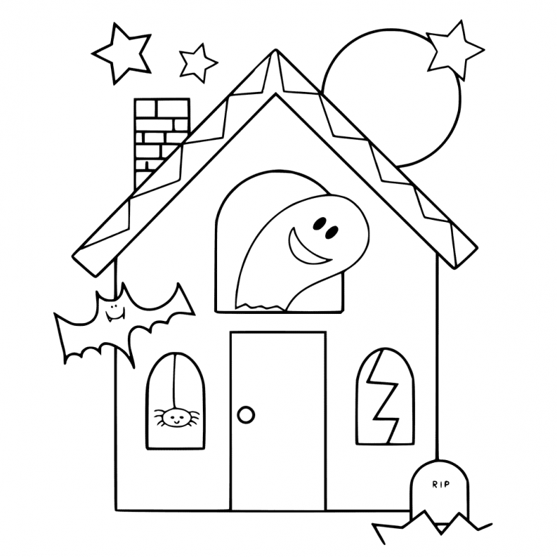 Haunted House Coloring Pages For Kids