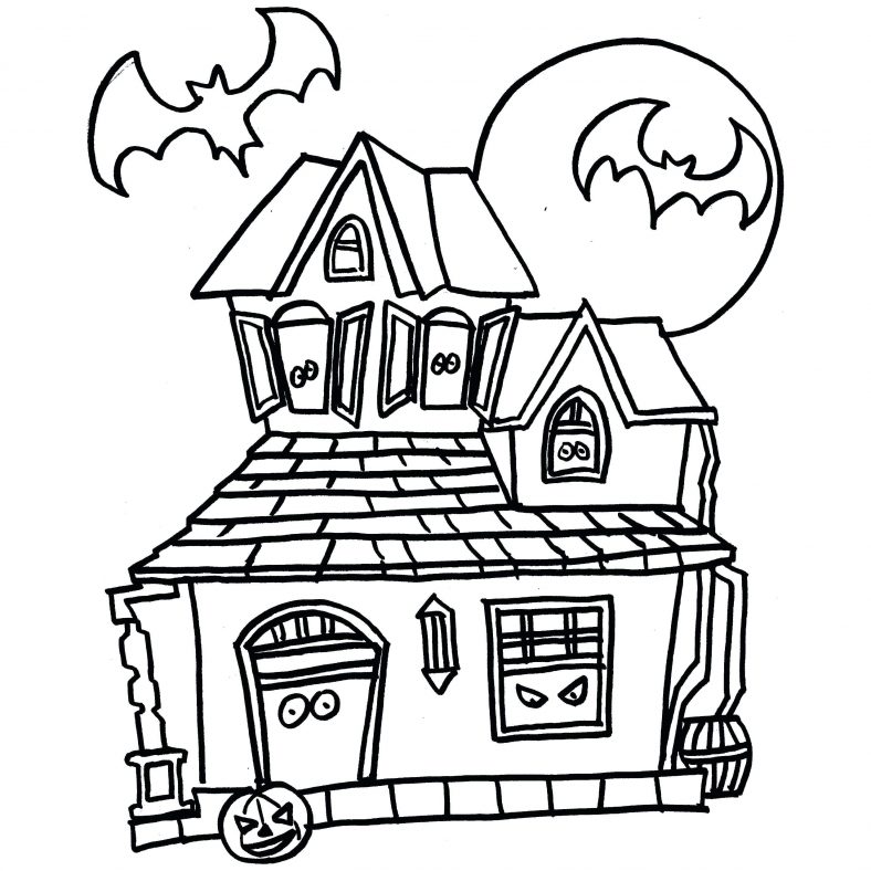 Haunted House Coloring Pages Halloween