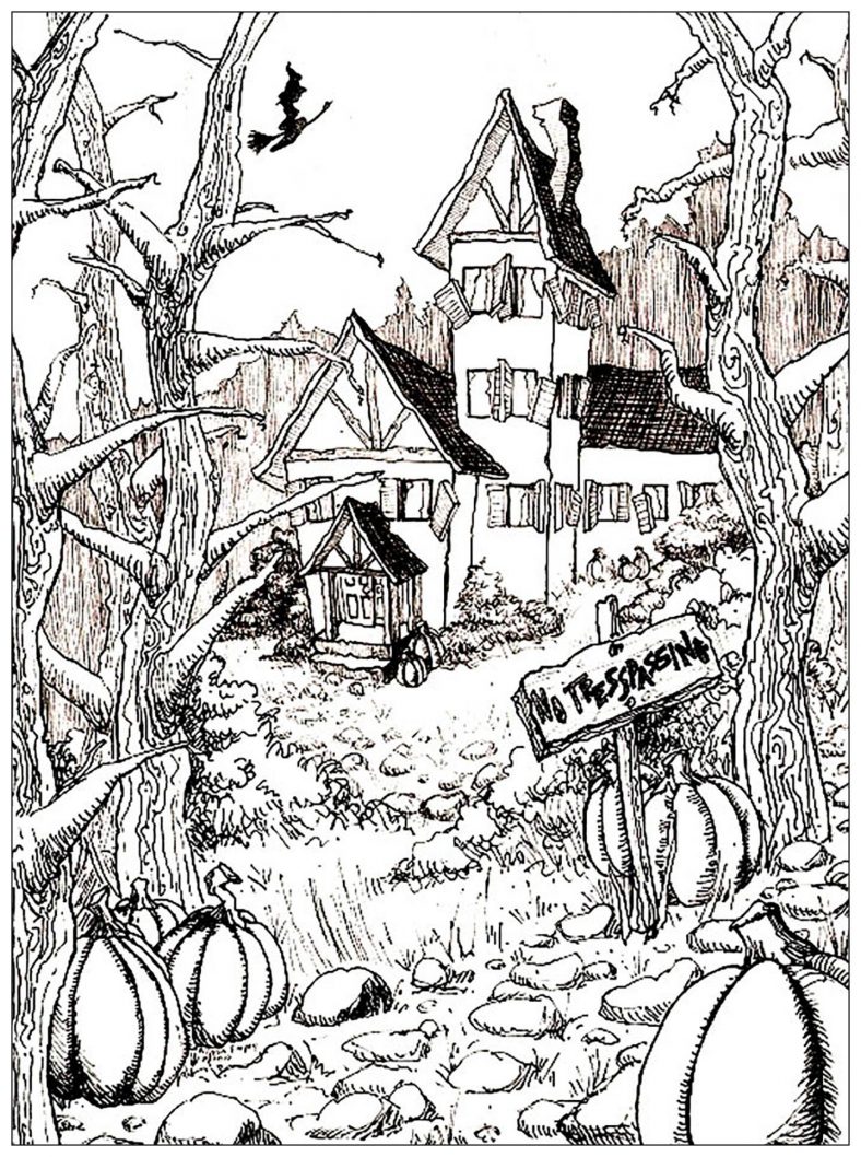 Haunted House Coloring Pages Spooky