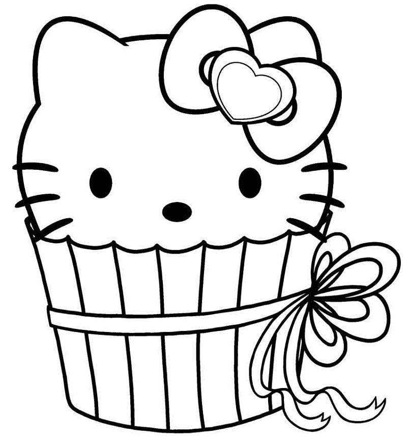 Hello Kitty Cupcake Coloring Pages