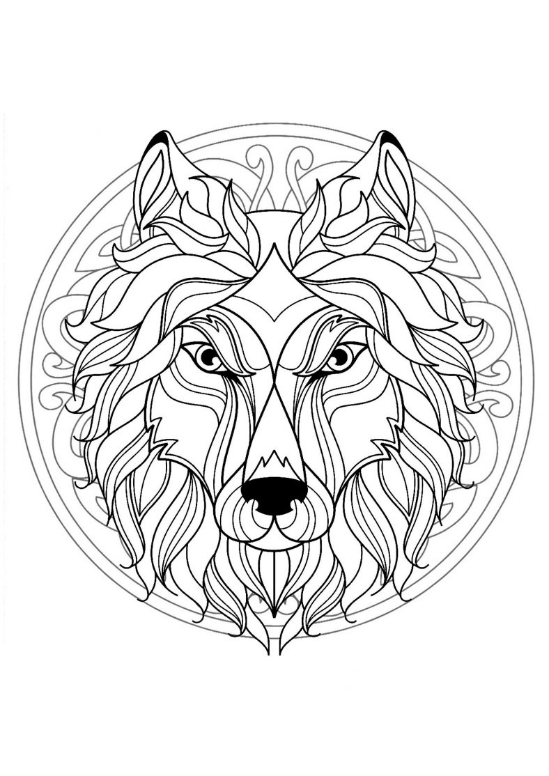 Mandalas Wolf Coloring Pages For Adults
