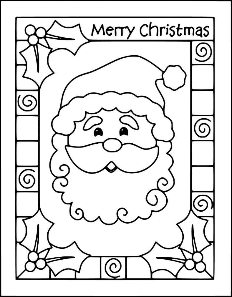 Merry Christmas Coloring Pages Card