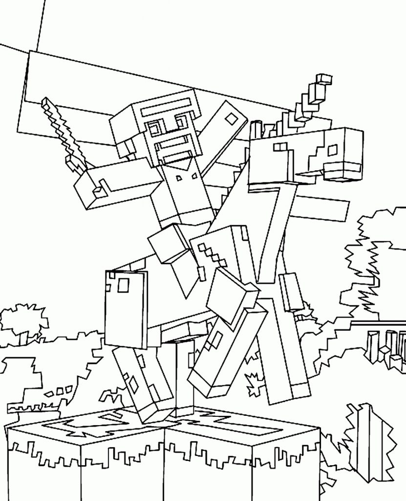 Minecraft Steve Coloring Pages Picture