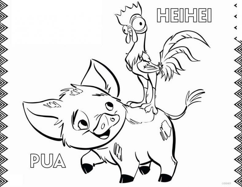 Moana Coloring Pages Pets