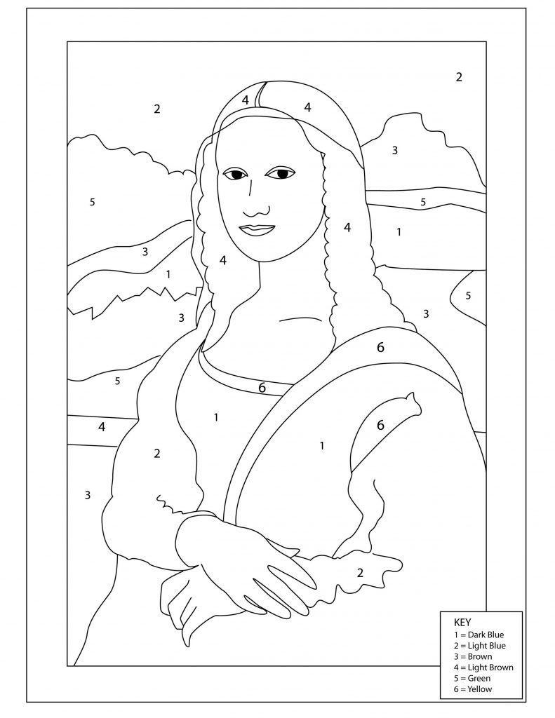 Mona Lisa Coloring Page by Number