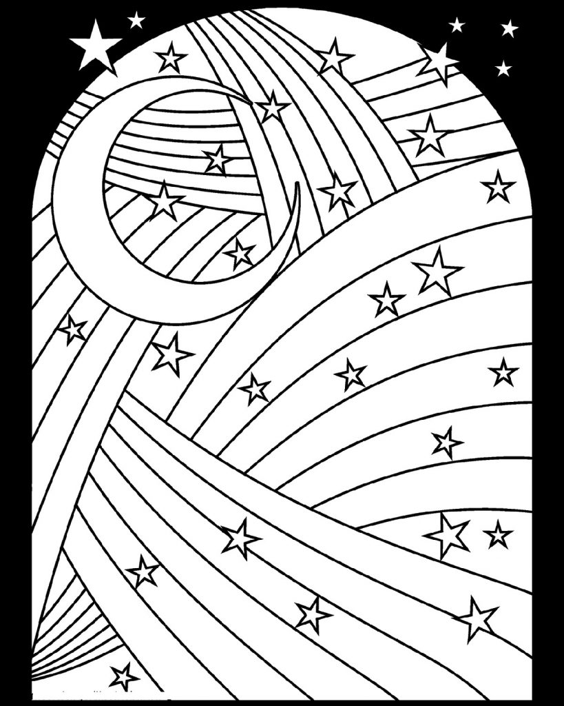 Moon And Star Coloring Pages