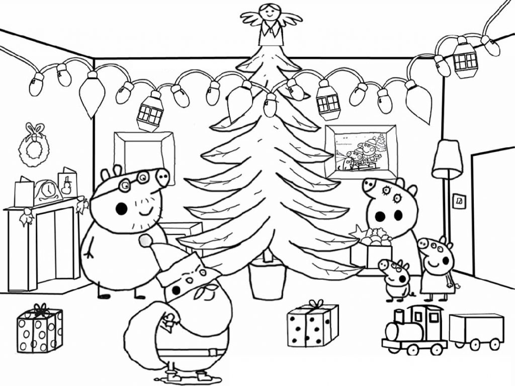 Peppa Pig Christmas Coloring Pages Family