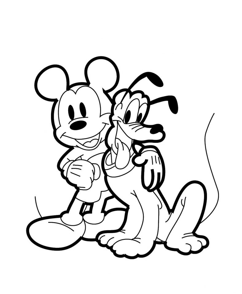 Pluto Coloring Pages With Mickey Mouse