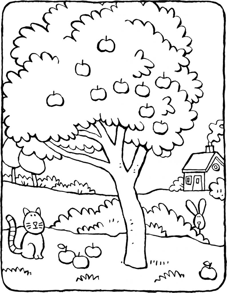 Printable Apple Tree Coloring Page