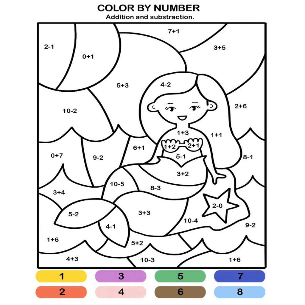 Printable Color By Number Addition And Subtraction