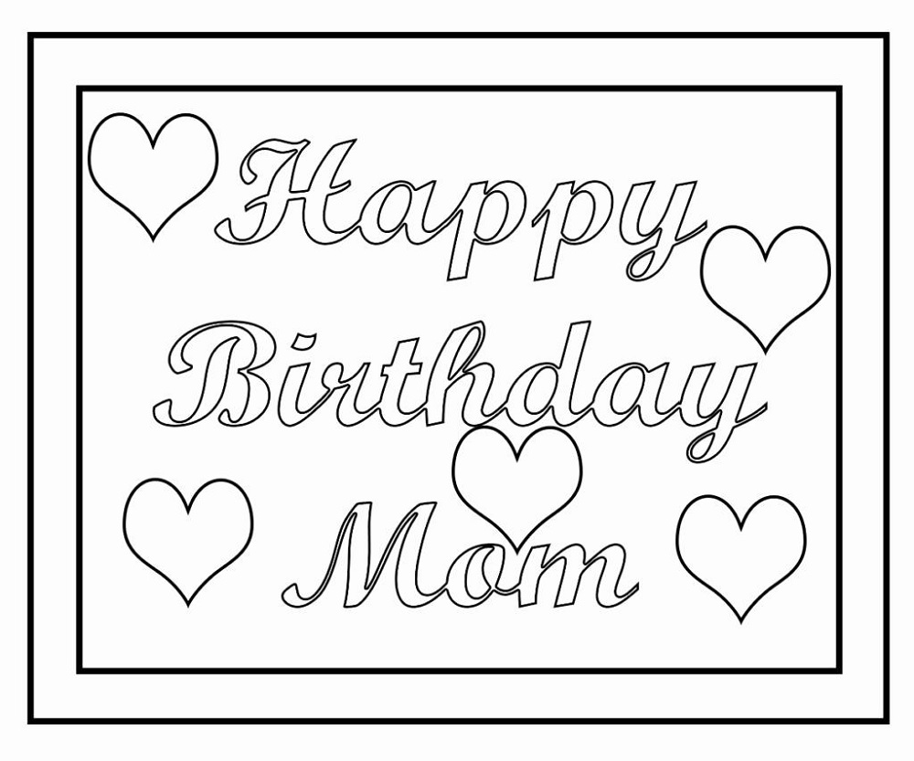 Printable Happy Birthday Mom Coloring Page