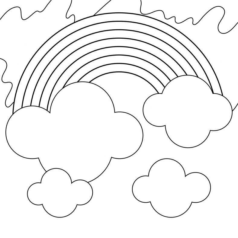Rainbow Coloring Page Clouds