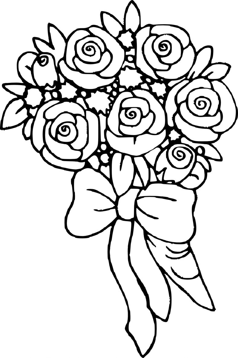 Rose Coloring Pages Bouquet
