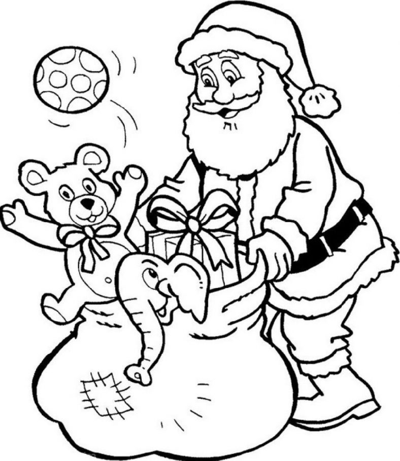 Santa Coloring Pages With Gifts