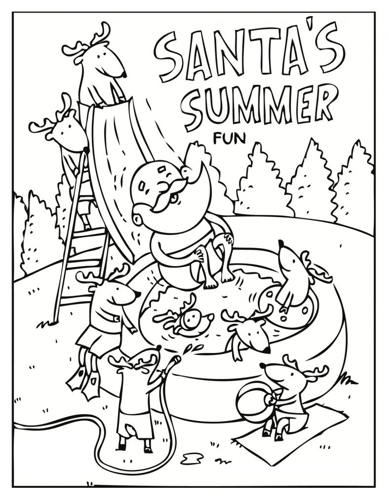 Santa's Summer Coloring Pages