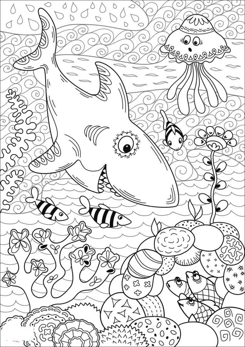 Shark Coloring Pages Under The Sea