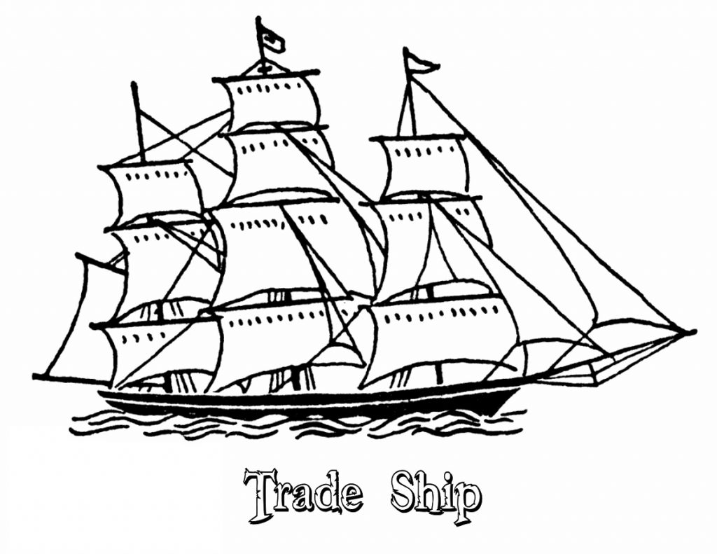 Ship Coloring Pages Trade Ship