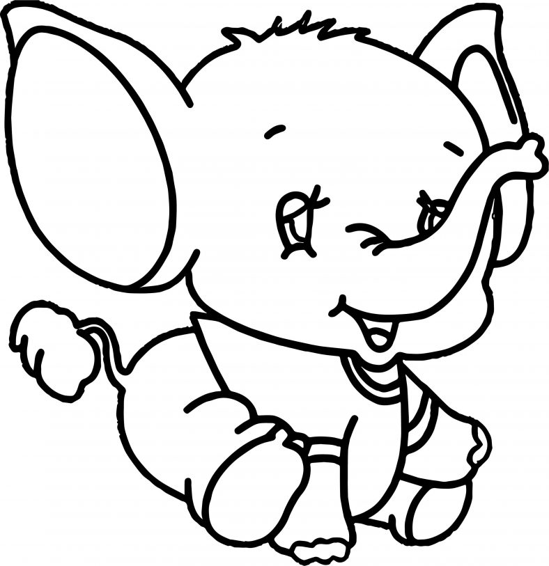 Small Baby Elephant Coloring Pages