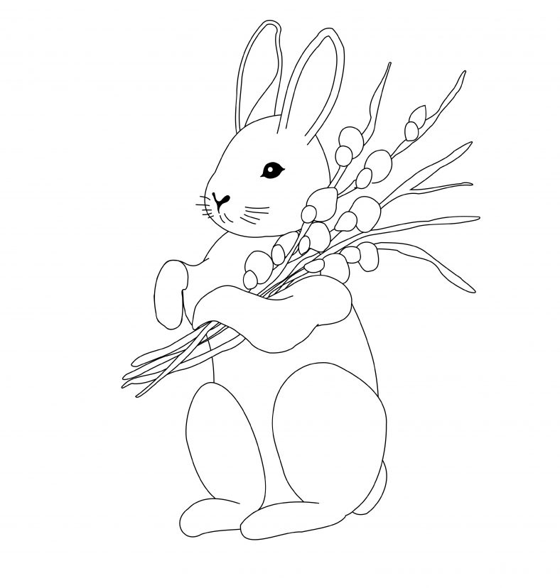 Spring Bunny Coloring Pages