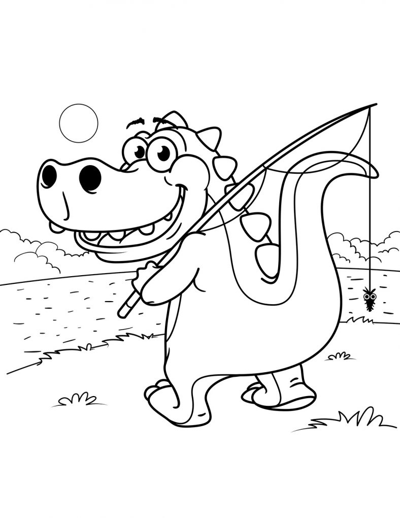 T Rex Coloring Page Cartoon